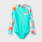 Girls' Tropical Print Long Sleeve Rash Guard Swimsuit - Cat & Jack