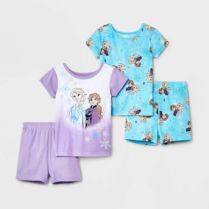 Toddler Girls' 4pc Frozen Pajama Set - Purple