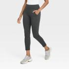 Women's High Waisted Ponte Ankle Leggings With Pockets - A New Day Gray