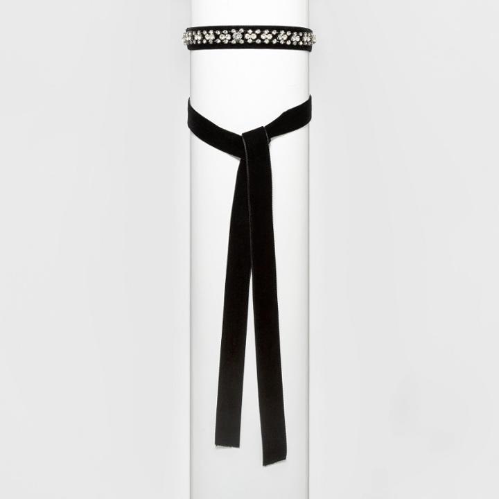 Target Fashion 2pc Choker Set With Bow- Black/hematite