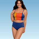 Women's Slimming Control Side Cut Out Bikini Bottom - Beach Betty By Miracle Brands Blue