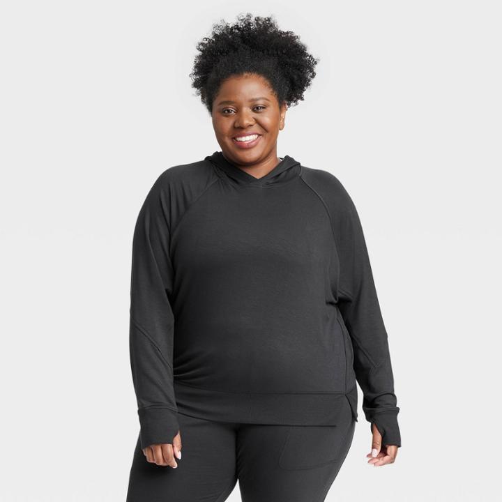 Women's Plus Size Modal Hooded Sweatshirt - All In Motion Black