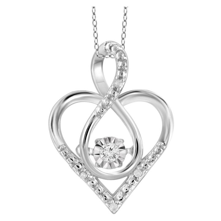 Distributed By Target 1/20 Ct.t.w. Round-cut White Diamond Heart Prong Set Pendant In Sterling Silver (i2-i3)
