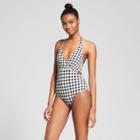 Sunn Lab Swim Women's Gingham Strappy Back Cut Out Monokini - Black/white Gingham