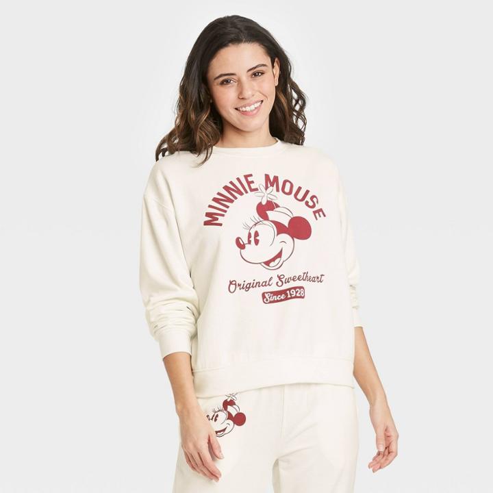 Women's Vintage Minnie Mouse Graphic Sweatshirt - Off-white