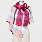 Women's Exploded Plaid Blanket Scarf - A New Day Rose, Pink