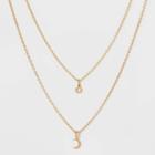 Target Two Rows And Moon Short Necklace - Gold