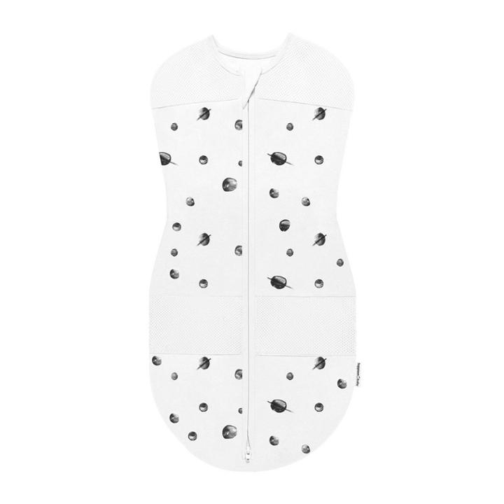 Happiest Baby Sleepea Sack Swaddle Wrap - White With Black Planets -