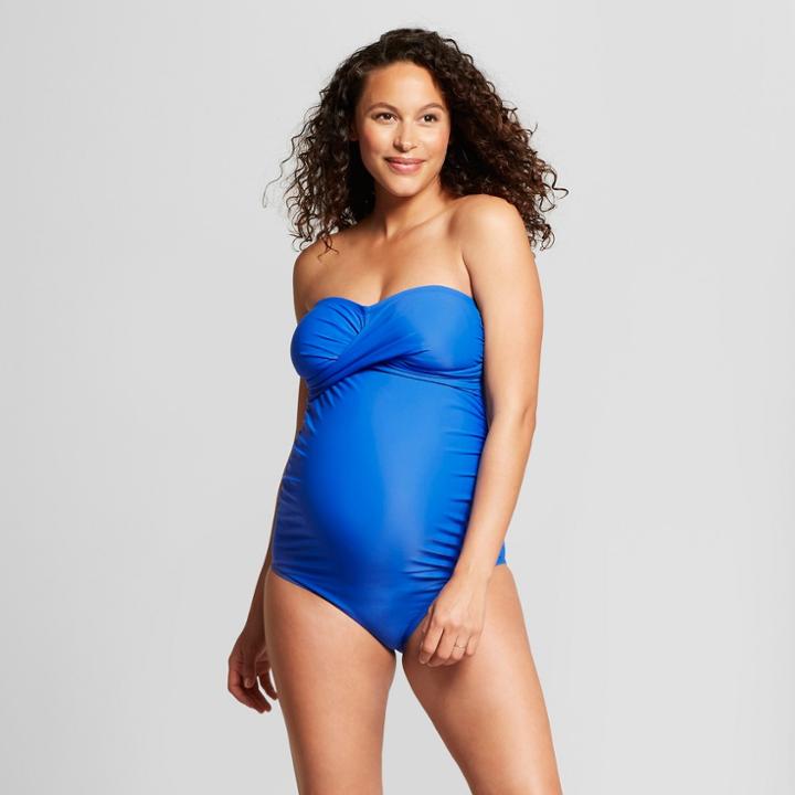Maternity Wrap Bandeau One Piece - Isabel Maternity By Ingrid & Isabel Ocean Blue