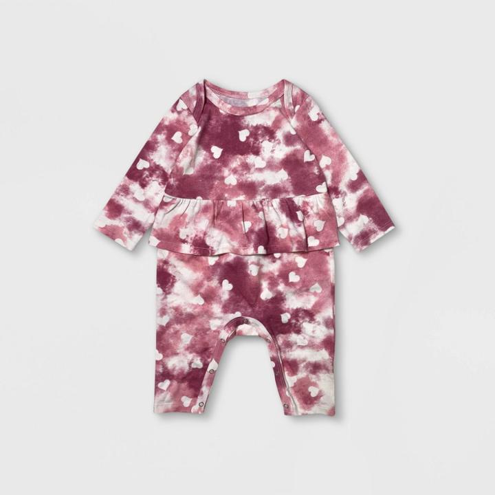 Grayson Mini Baby Girls' Heart Tie-dye Long Sleeve Tutu Romper - Purple Newborn