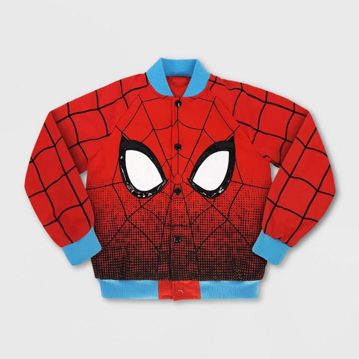 Boys' Spider-man Varsity Bomber Jacket - Blue/red 3 - Disney