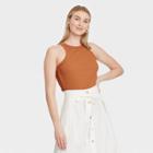 Women's Racer Front Slim Fit Tank Top - A New Day Brown