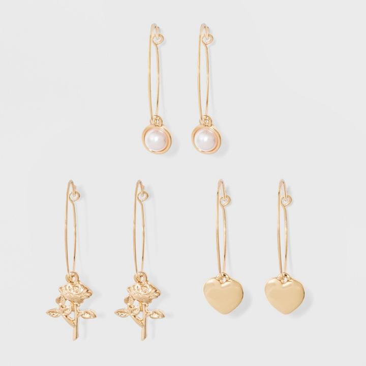 Zinc, Shiny Earring Set - Wild Fable Bright Gold