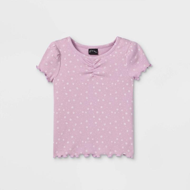 Toddler Girls' Ribbed Short Sleeve T-shirt - Art Class Light Purple