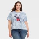 Women's Disney Walking Mickey Plus Size Tie-dye Short Sleeve Graphic T-shirt - Gray