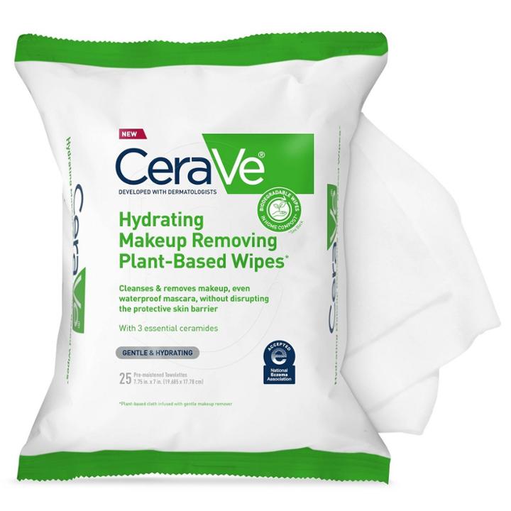 Cerave Hydrating Makeup Remover Wipes, Plant Based Facial Cleansing Wipes With Ceramides For Sensitive Skin, Fragrance-free