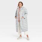Women's Plus Size Relaxed Fit Top Overcoat - A New Day Mint Plaid 1x, Green Plaid