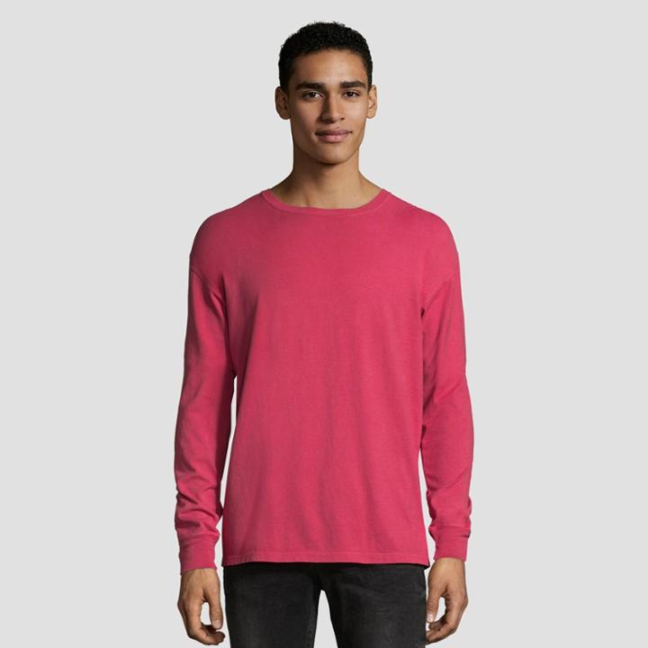 Hanes 1901 Men's Long Sleeve T-shirt - Crimson (red)