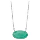 Target Plated Green Aventurine Stationed Necklace - 18 - Silver, Girl's, Green