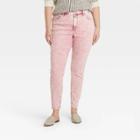 Women's Plus Size High-rise Skinny Stretch Ankle Jeans - Universal Thread Acid Wash Pink