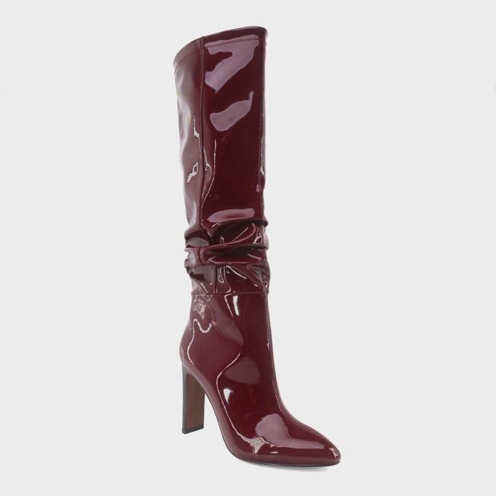 Women's Leigh Patent Slouch Tall Fashion Boots - Who What Wear Burgundy
