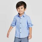 Toddler Boys' Long Sleeve Dressy Clipspot Button-down Shirt - Cat & Jack Blue 12m, Toddler Boy's