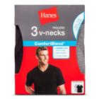 Hanes Men's 3pk Comfortblend V-neck Undershirts - L, Black/grey/grey