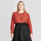Women's Plus Size Floral Print Puff Long Sleeve Blouse - Who What Wear Red 1x, Women's,