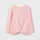 Toddler Girls' Solid Cozy Waffle Long Sleeve Top - Cat & Jack Pink