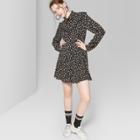Women's Long Sleeve Button-up Floral Western Shirt Dress - Wild Fable Black