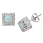 2 4/7 Tcw Tiara Sterling Silver Princess-cut Opal Crown Earrings, Opal/silver