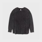 Women's Plus Size French Terry Crew Neck Pullover - All In Motion Black