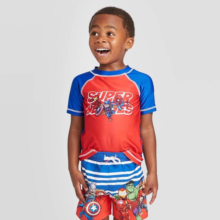 Toddler Boys' Avengers Rash Guard - Blue 4t, Toddler Boy's,