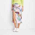 Women's Marbled Silk Curved Hem Midi Skirt - Future Collective With Gabriella Karefa-johnson Light Green/pink