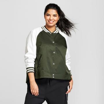 Hunter For Target Women's Plus Size Varsity Swing Jacket - Olive