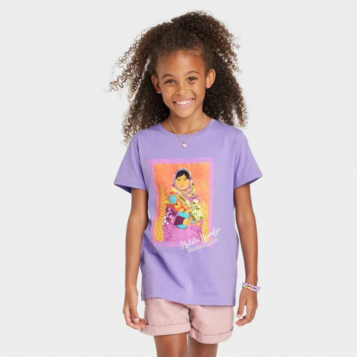 Kids' Piccolina Malala Yousafzai Short Sleeve Graphic T-shirt - Purple