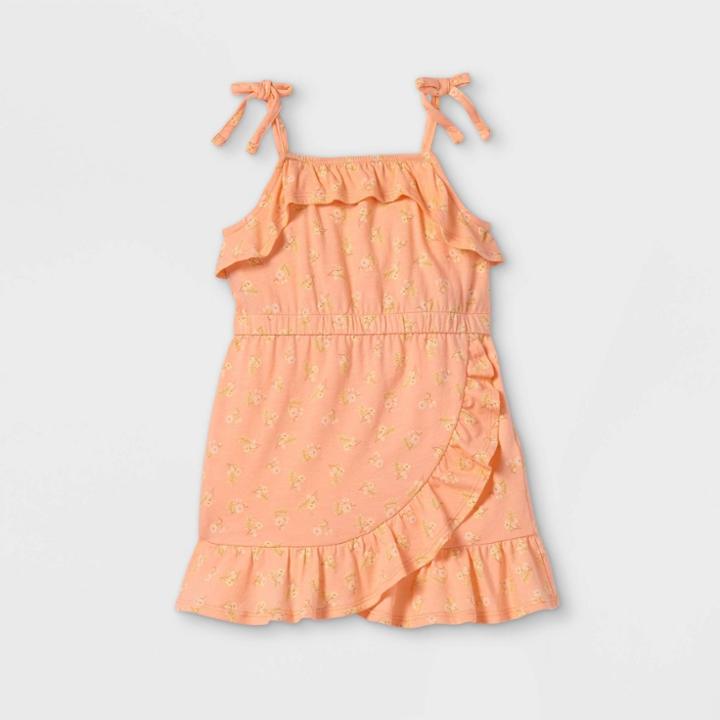 Toddler Girls' Floral Wrap Tank Ruffle Dress - Art Class Pink