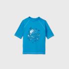 Boys' Short Sleeve Skull Graphic Rash Guard Swim Shirt - Art Class Blue