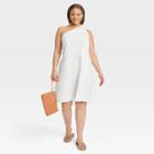 Women's Plus Size Sleeveless One Shoulder Dress - A New Day White