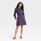 Women's Puff Long Sleeve Structured Denim Dress - Universal Thread Navy Floral