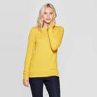 Women's Long Sleeve Ribbed Cuff Crewneck Pullover Sweater - A New Day Gold