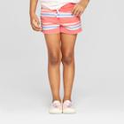 Toddler Girls' Striped Straight Pull-on Shorts - Cat & Jack Peach 12m, Girl's, Pink
