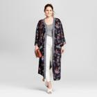 Women's Plus Size Floral Print Kimono - Xhilaration Black X