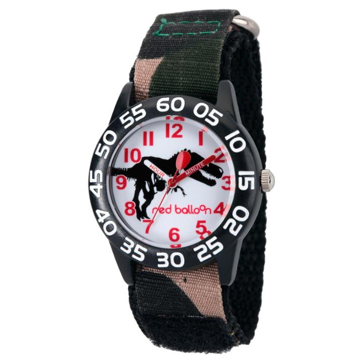 Target Boys' Red Balloon Dinosaur Black Plastic Time Teacher Watch - Camo,