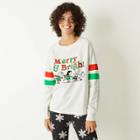 Women's Peanuts Merry And Bright Holiday Long Sleeve Graphic T-shirt - Ivory
