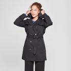 Women's Double Breasted Trench Coat - A New Day Black