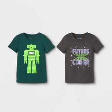 Petitetoddler Boys' 2pk Graphic Short Sleeve T-shirt - Cat & Jack Black/green