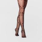 Women's Viney Floral Tights - A New Day Black S/m, Women's, Size: