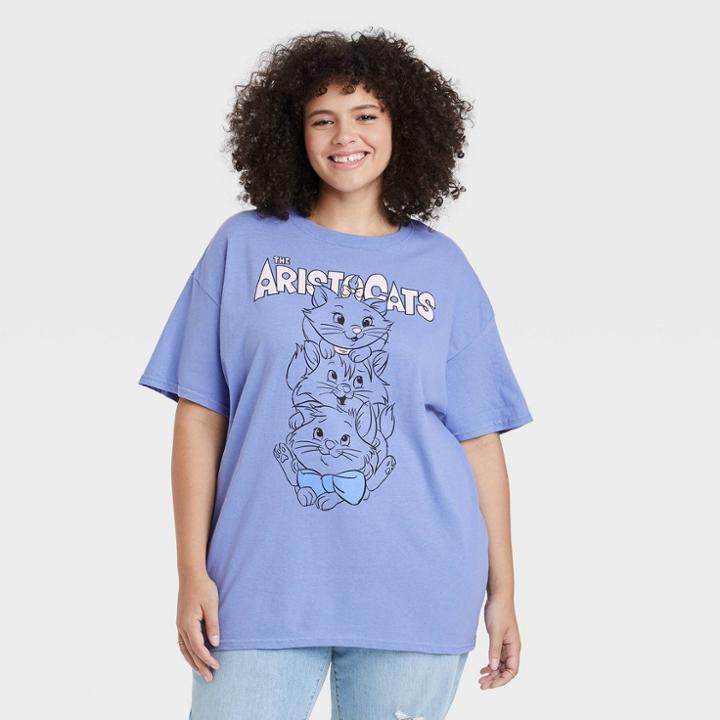 Women's Disney Plus Size Aristicats Kittens Short Sleeve Graphic T-shirt - Blue