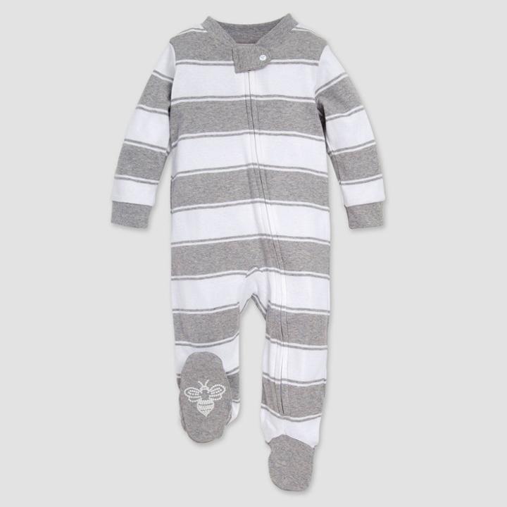 Burt's Bees Baby Rugby Striped Organic Cotton Sleep N' Play - Heather Gray